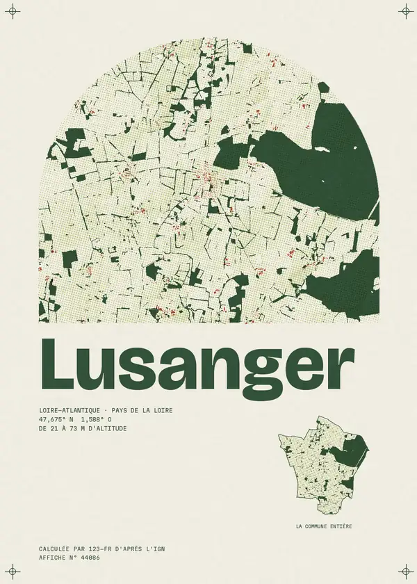 Affiche de Lusanger, calculée par 123-fr d'après l'IGN