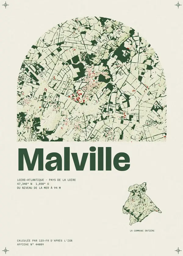 Affiche de Malville, calculée par 123-fr d'après l'IGN
