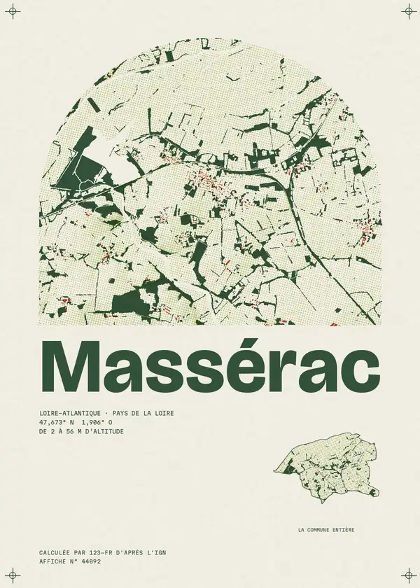 Affiche de Massérac, calculée par 123-fr d'après l'IGN