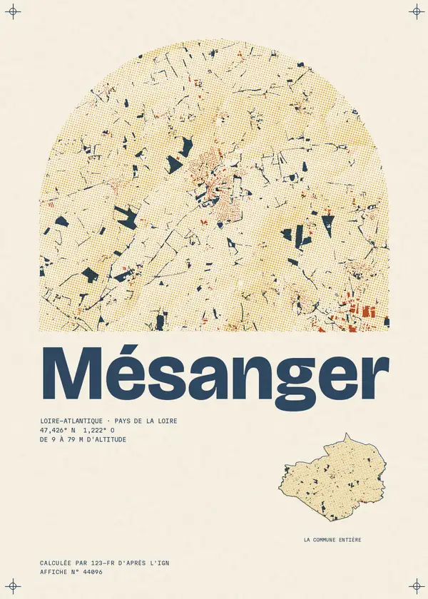 Affiche de Mésanger, calculée par 123-fr d'après l'IGN