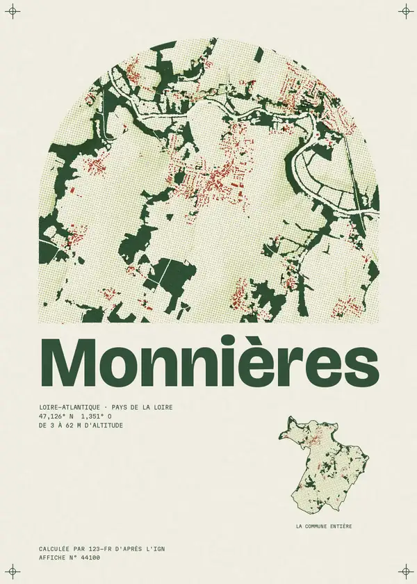 Affiche de Monnières, calculée par 123-fr d'après l'IGN