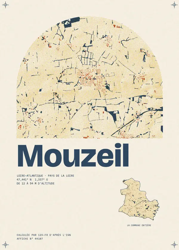 Affiche de Mouzeil, calculée par 123-fr d'après l'IGN