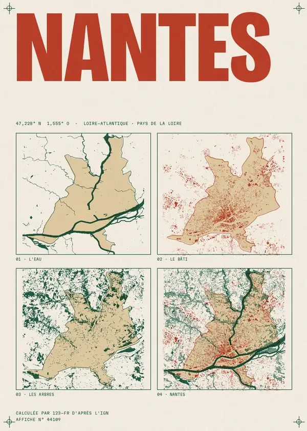 Affiche de Nantes, calculée par 123-fr d'après l'IGN