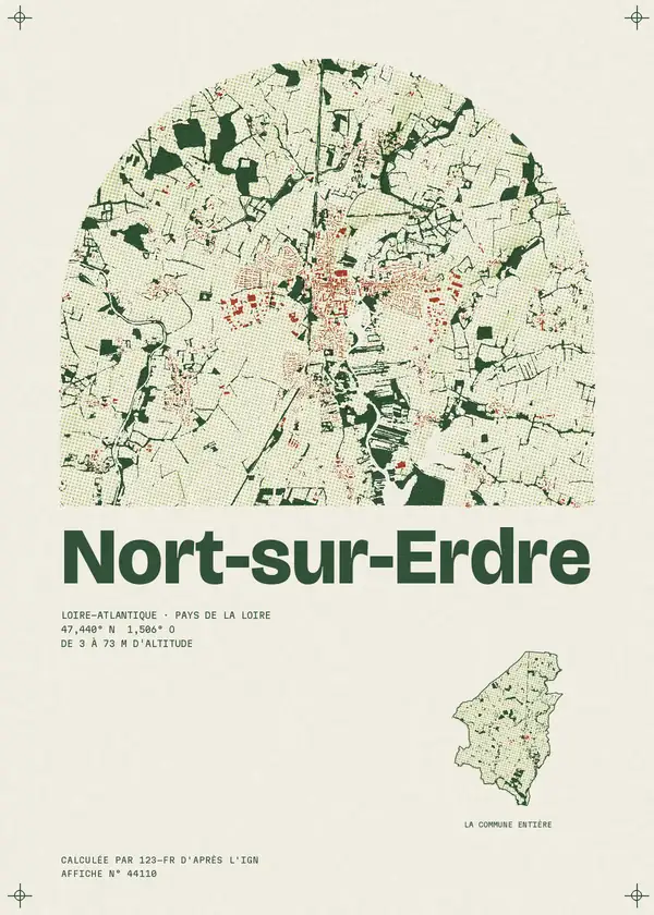 Affiche de Nort-sur-Erdre, calculée par 123-fr d'après l'IGN