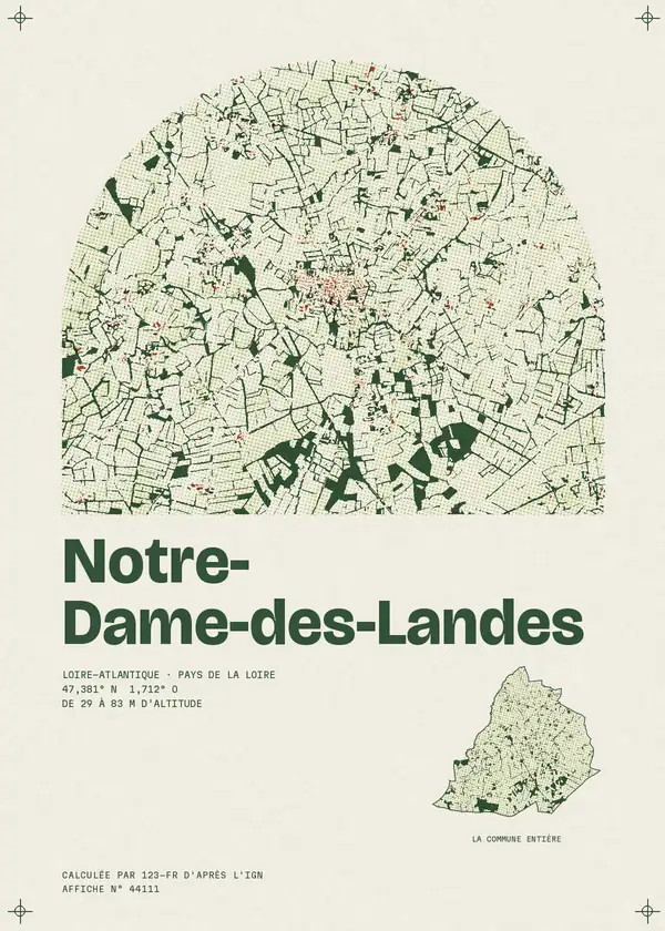 Affiche de Notre-Dame-des-Landes, calculée par 123-fr d'après l'IGN