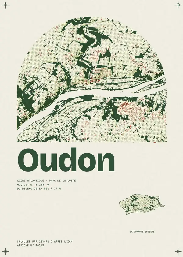 Affiche de Oudon, calculée par 123-fr d'après l'IGN
