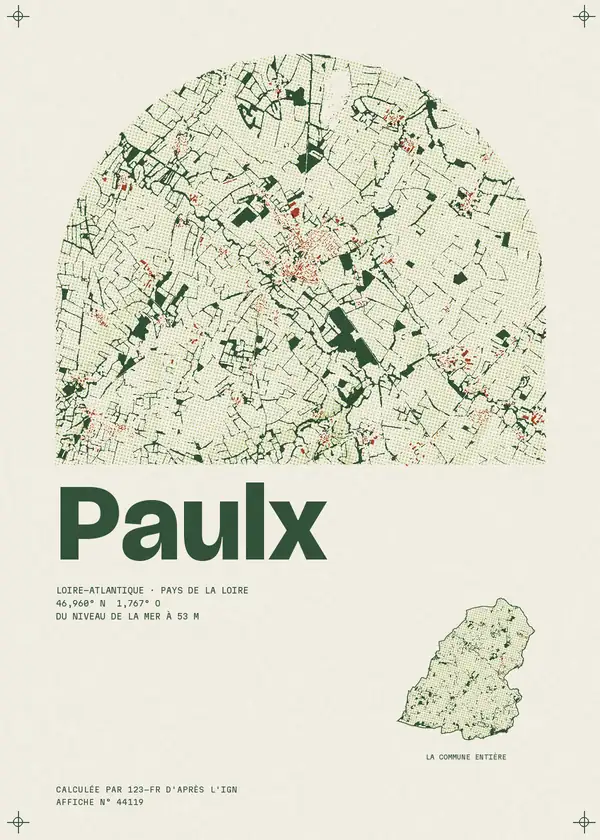 Affiche de Paulx, calculée par 123-fr d'après l'IGN