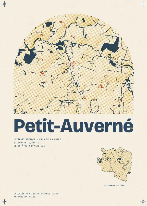 Affiche de Petit-Auverné, calculée par 123-fr d'après l'IGN