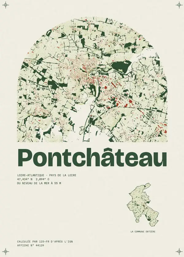 Affiche de Pontchâteau, calculée par 123-fr d'après l'IGN