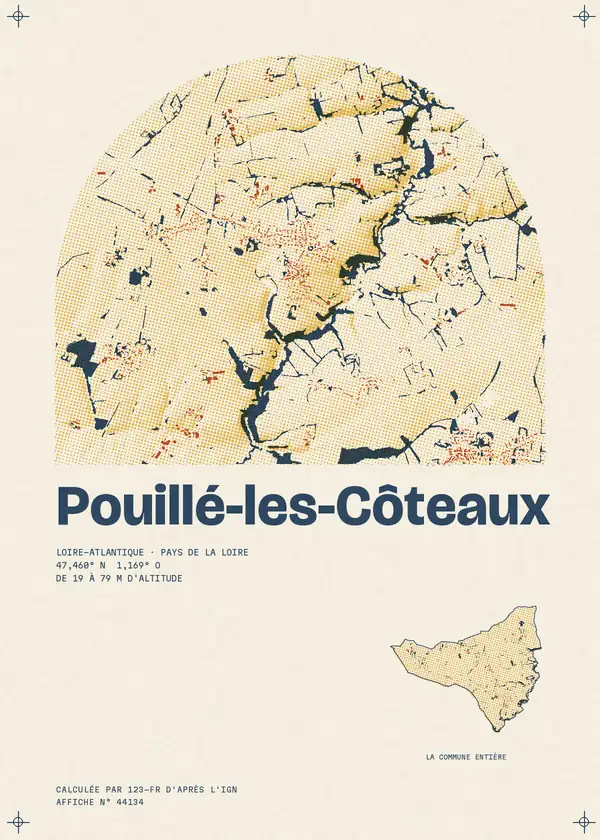Affiche de Pouillé-les-Côteaux, calculée par 123-fr d'après l'IGN