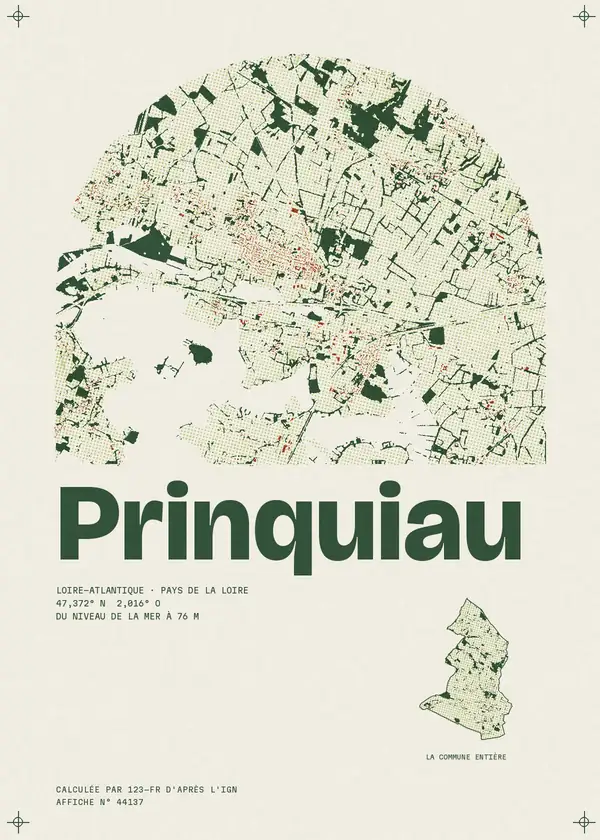 Affiche de Prinquiau, calculée par 123-fr d'après l'IGN