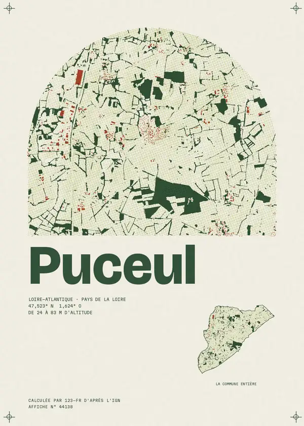 Affiche de Puceul, calculée par 123-fr d'après l'IGN