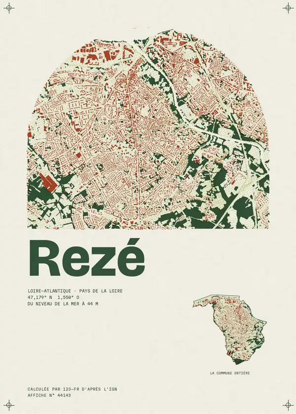 Affiche de Rezé, calculée par 123-fr d'après l'IGN
