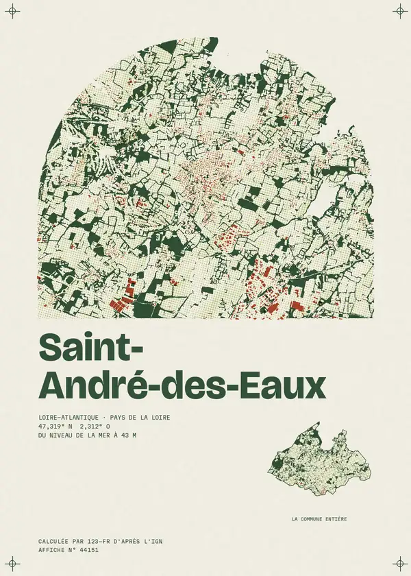 Affiche de Saint-André-des-Eaux, calculée par 123-fr d'après l'IGN