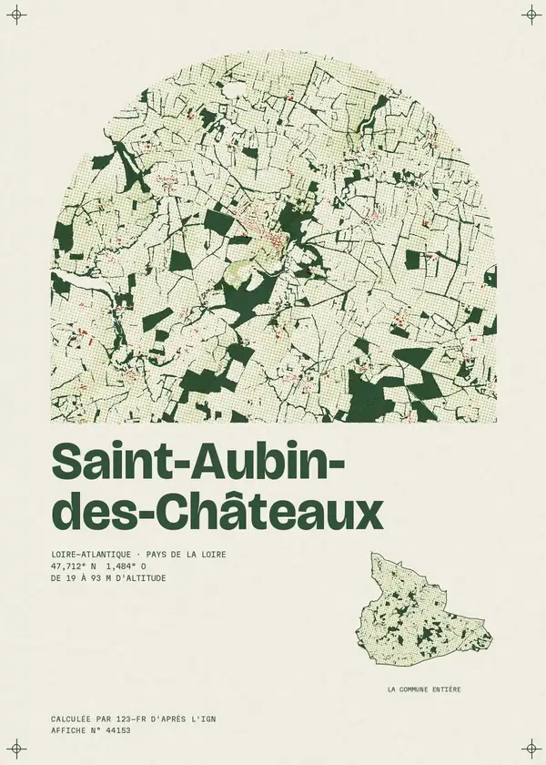 Affiche de Saint-Aubin-des-Châteaux, calculée par 123-fr d'après l'IGN