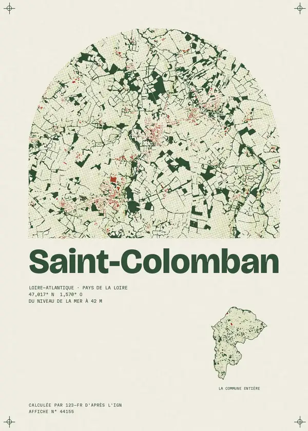 Affiche de Saint-Colomban, calculée par 123-fr d'après l'IGN