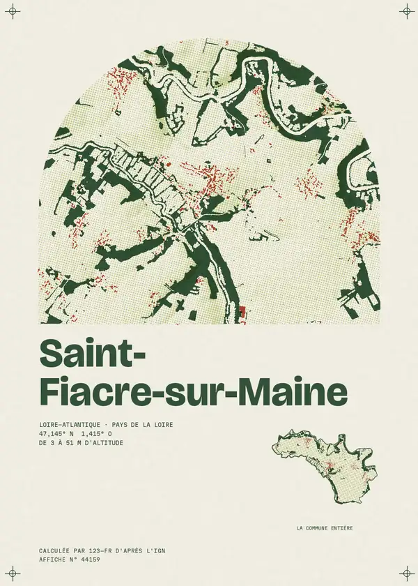 Affiche de Saint-Fiacre-sur-Maine, calculée par 123-fr d'après l'IGN