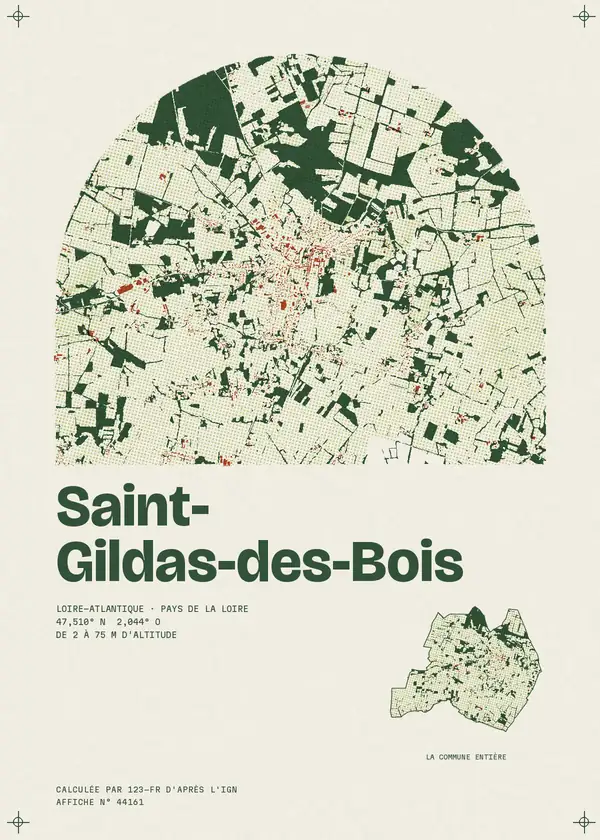 Affiche de Saint-Gildas-des-Bois, calculée par 123-fr d'après l'IGN
