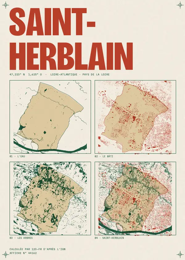 Affiche de Saint-Herblain, calculée par 123-fr d'après l'IGN