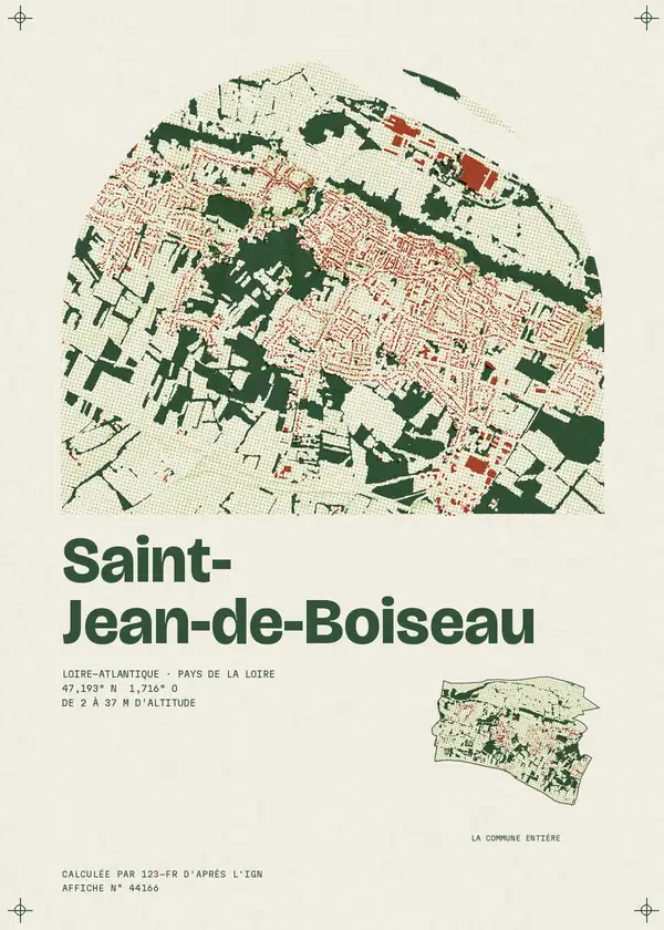 Affiche de Saint-Jean-de-Boiseau, calculée par 123-fr d'après l'IGN