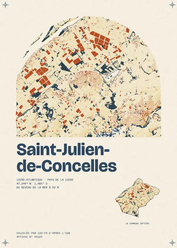 Affiche de Saint-Julien-de-Concelles, calculée par 123-fr d'après l'IGN