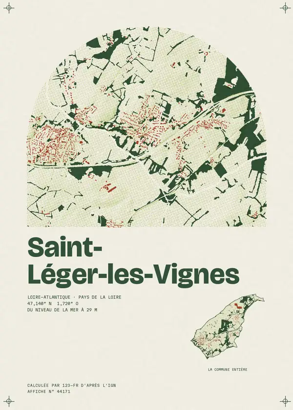 Affiche de Saint-Léger-les-Vignes, calculée par 123-fr d'après l'IGN