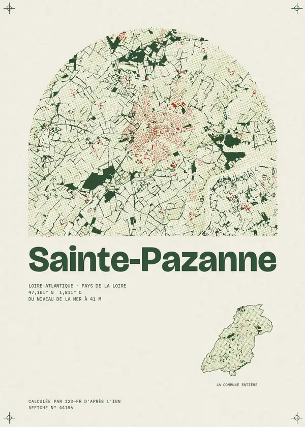 Affiche de Sainte-Pazanne, calculée par 123-fr d'après l'IGN