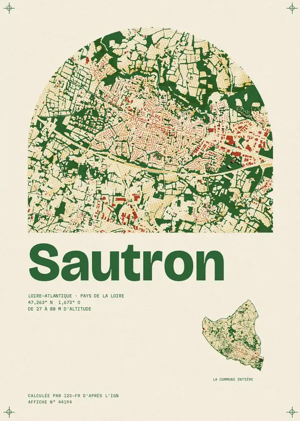 Affiche de Sautron, calculée par 123-fr d'après l'IGN