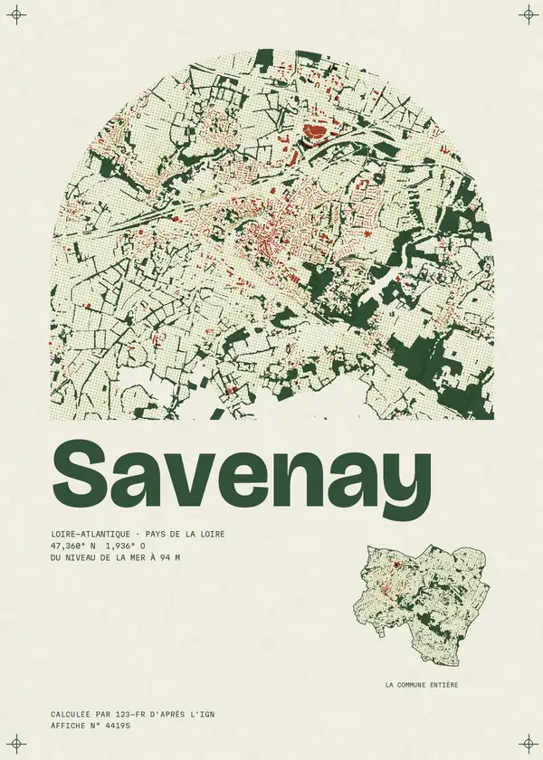 Affiche de Savenay, calculée par 123-fr d'après l'IGN