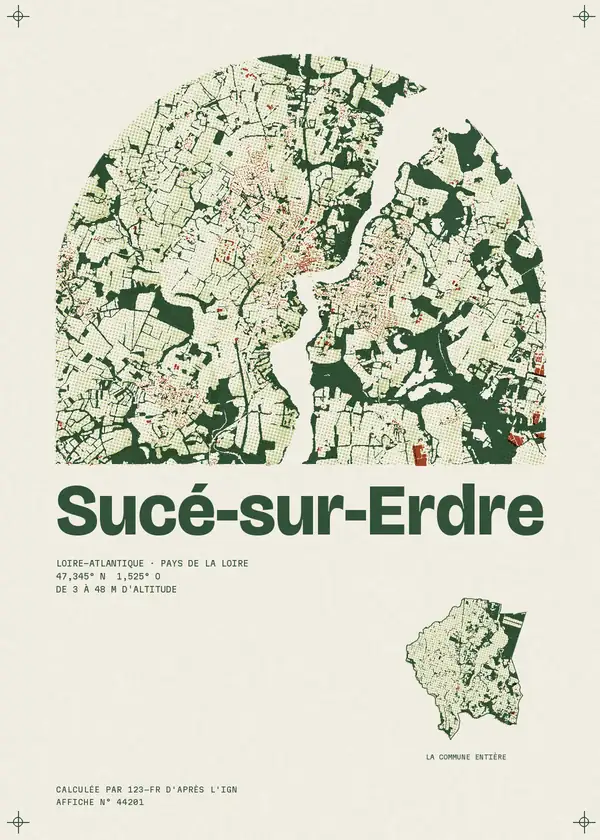 Affiche de Sucé-sur-Erdre, calculée par 123-fr d'après l'IGN