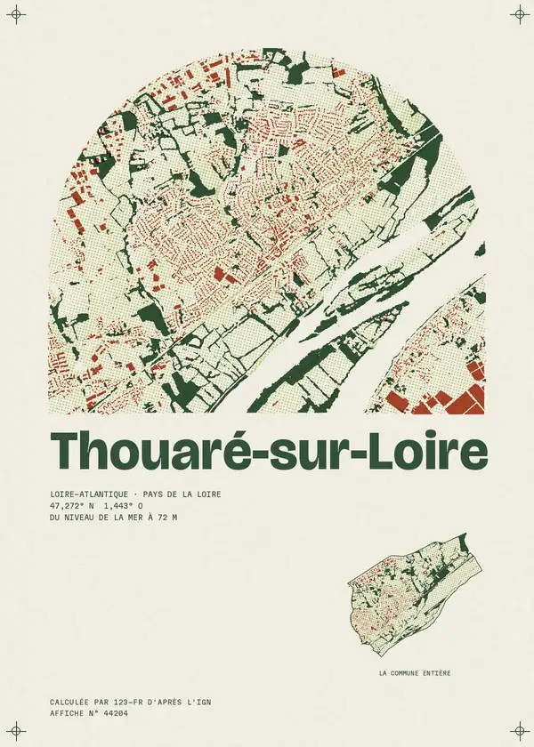 Affiche de Thouaré-sur-Loire, calculée par 123-fr d'après l'IGN
