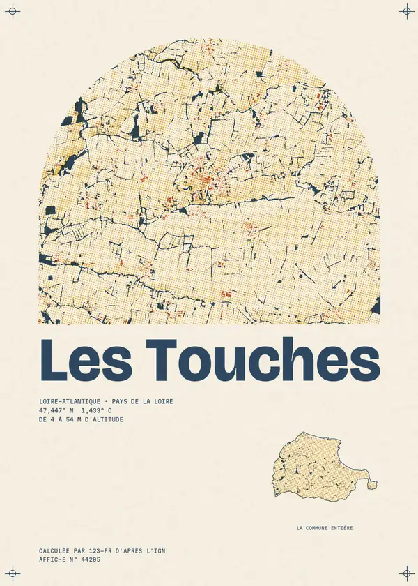Affiche de Les Touches, calculée par 123-fr d'après l'IGN