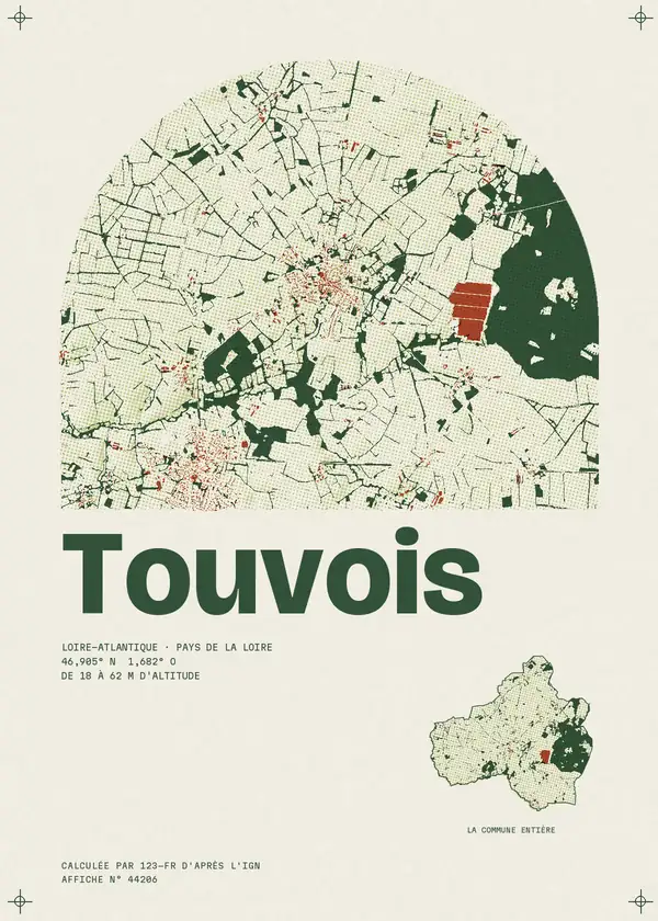 Affiche de Touvois, calculée par 123-fr d'après l'IGN