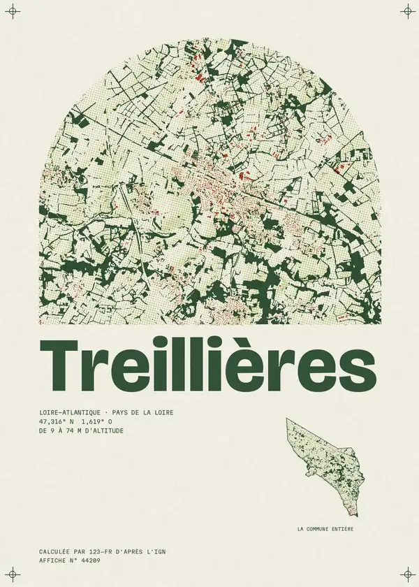 Affiche de Treillières, calculée par 123-fr d'après l'IGN