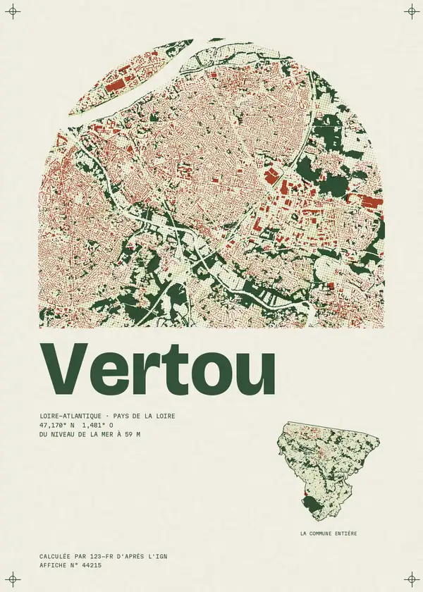 Affiche de Vertou, calculée par 123-fr d'après l'IGN