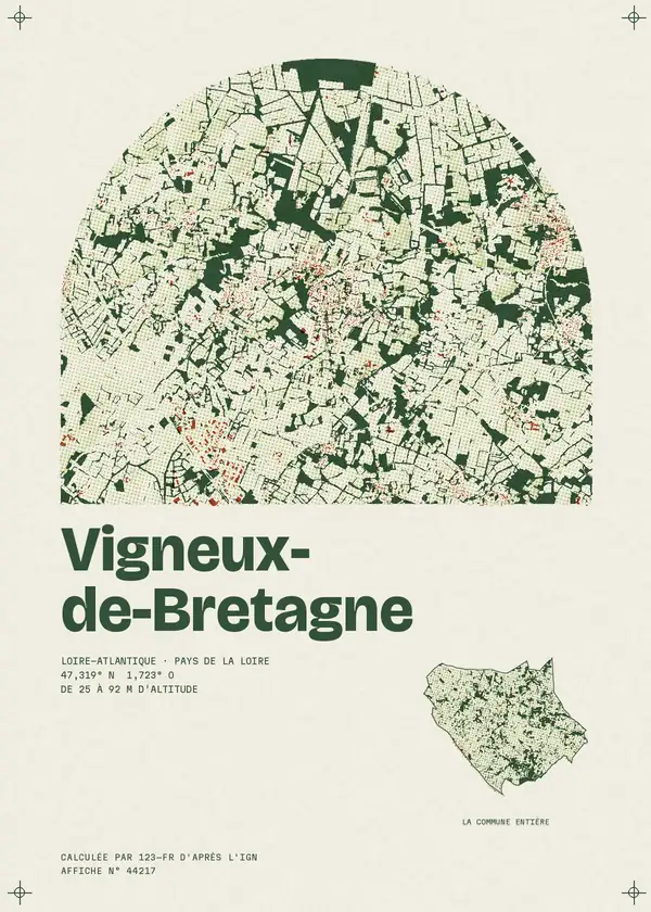 Affiche de Vigneux-de-Bretagne, calculée par 123-fr d'après l'IGN