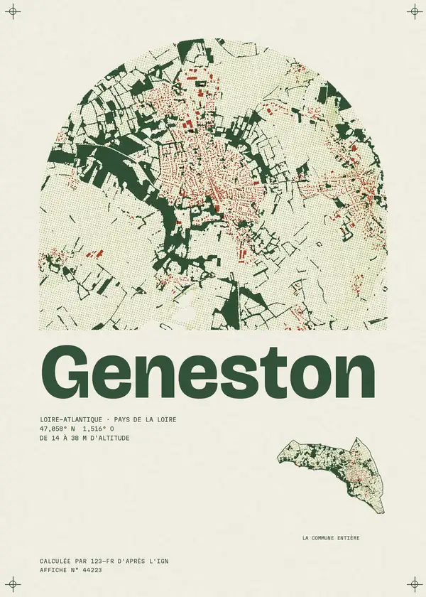 Affiche de Geneston, calculée par 123-fr d'après l'IGN