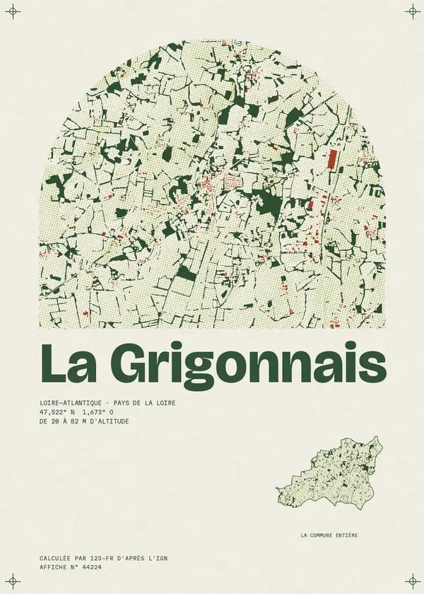 Affiche de La Grigonnais, calculée par 123-fr d'après l'IGN