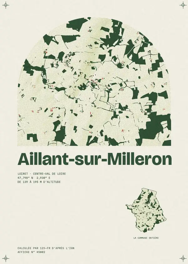 Affiche de Aillant-sur-Milleron, calculée par 123-fr d'après l'IGN