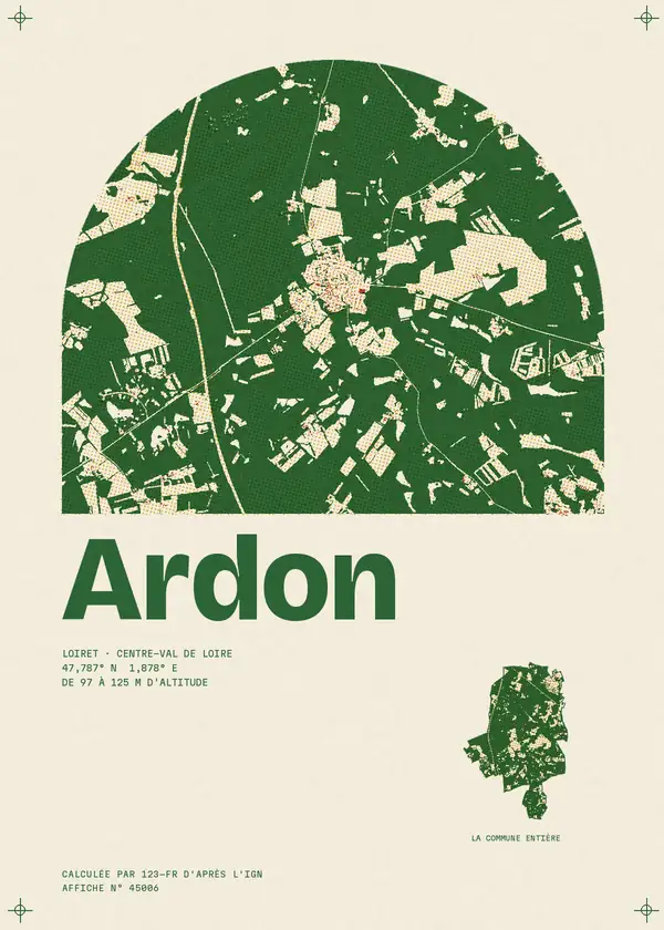 Affiche de Ardon, calculée par 123-fr d'après l'IGN