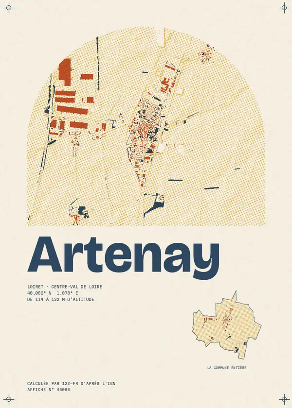 Affiche de Artenay, calculée par 123-fr d'après l'IGN