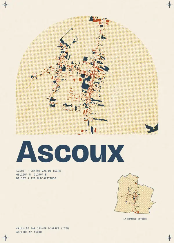 Affiche de Ascoux, calculée par 123-fr d'après l'IGN
