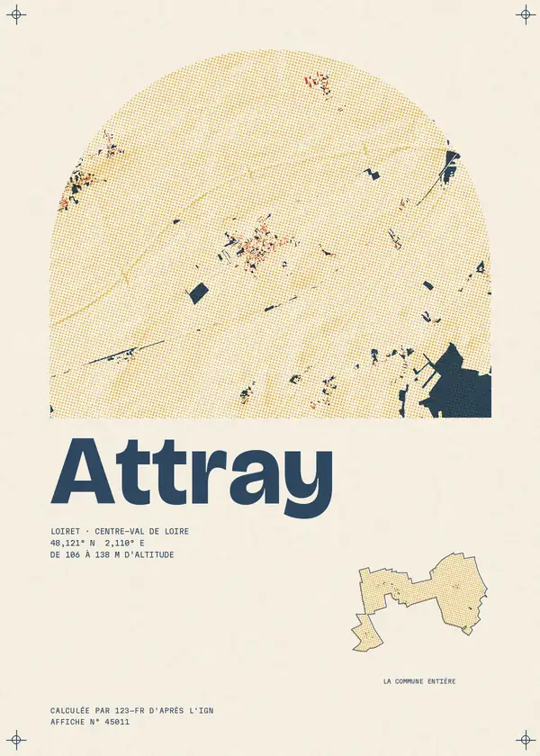 Affiche de Attray, calculée par 123-fr d'après l'IGN