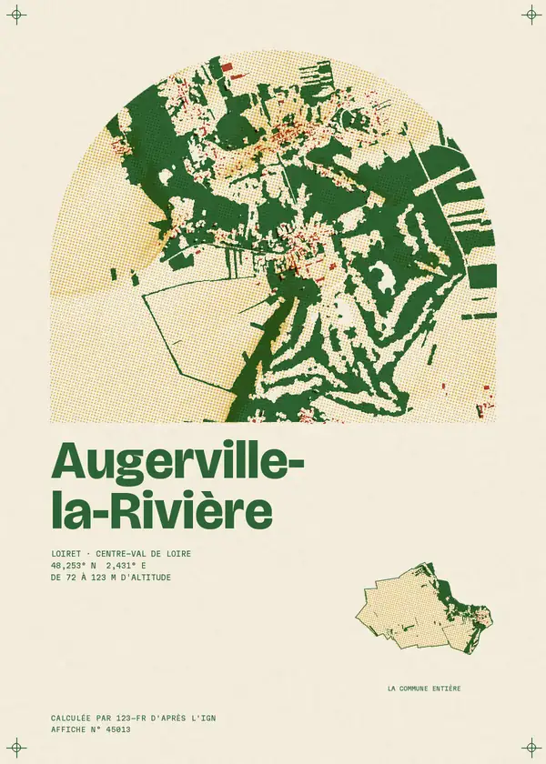 Affiche de Augerville-la-Rivière, calculée par 123-fr d'après l'IGN