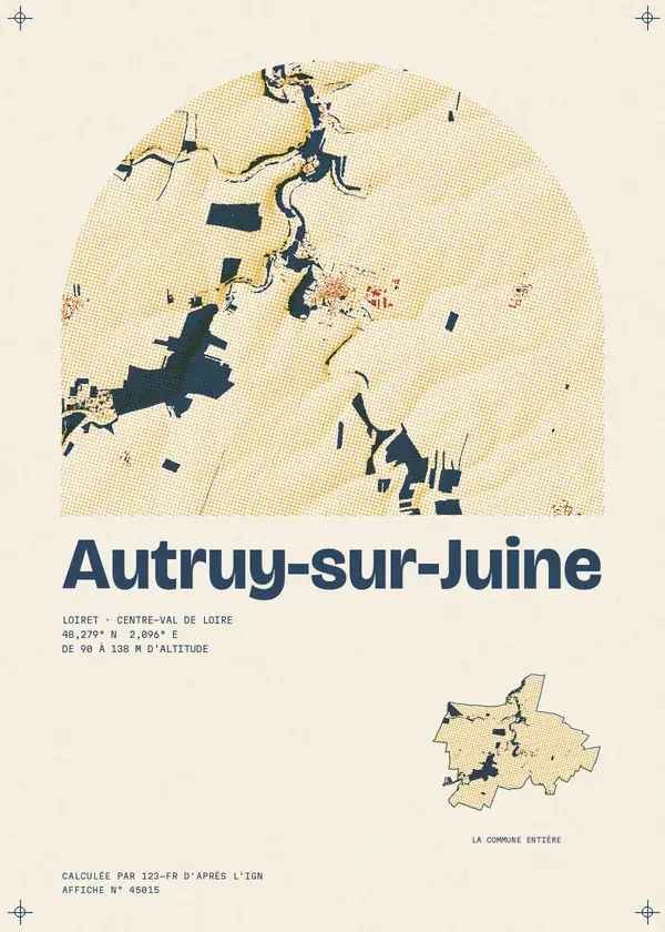 Affiche de Autruy-sur-Juine, calculée par 123-fr d'après l'IGN