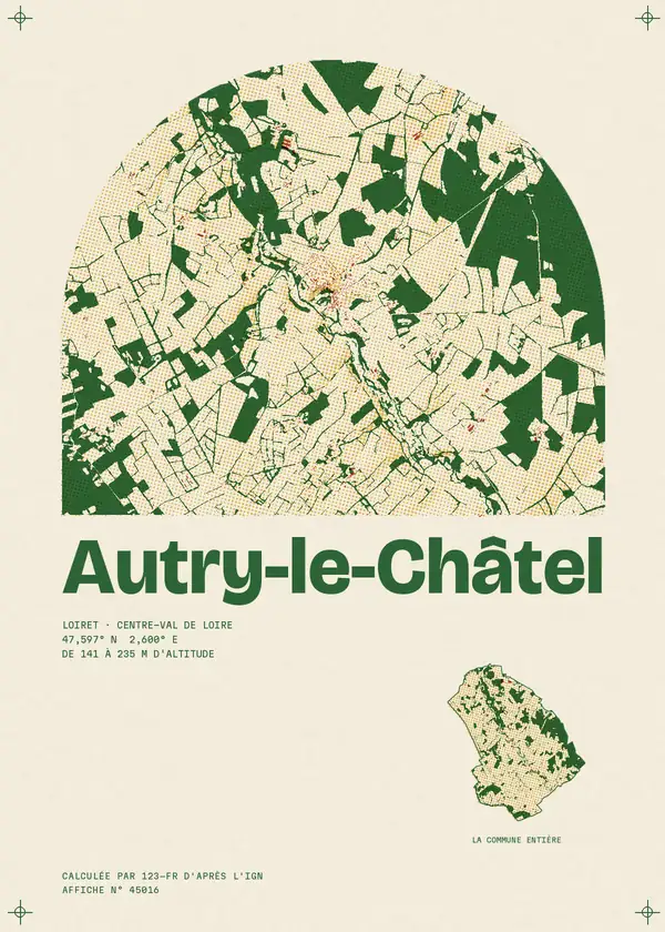 Affiche de Autry-le-Châtel, calculée par 123-fr d'après l'IGN