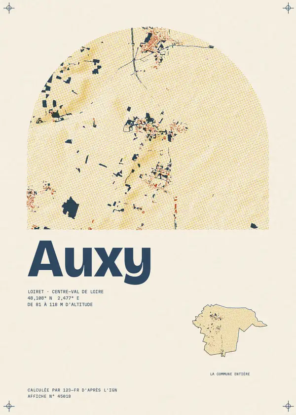 Affiche de Auxy, calculée par 123-fr d'après l'IGN