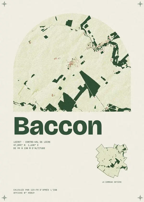 Affiche de Baccon, calculée par 123-fr d'après l'IGN