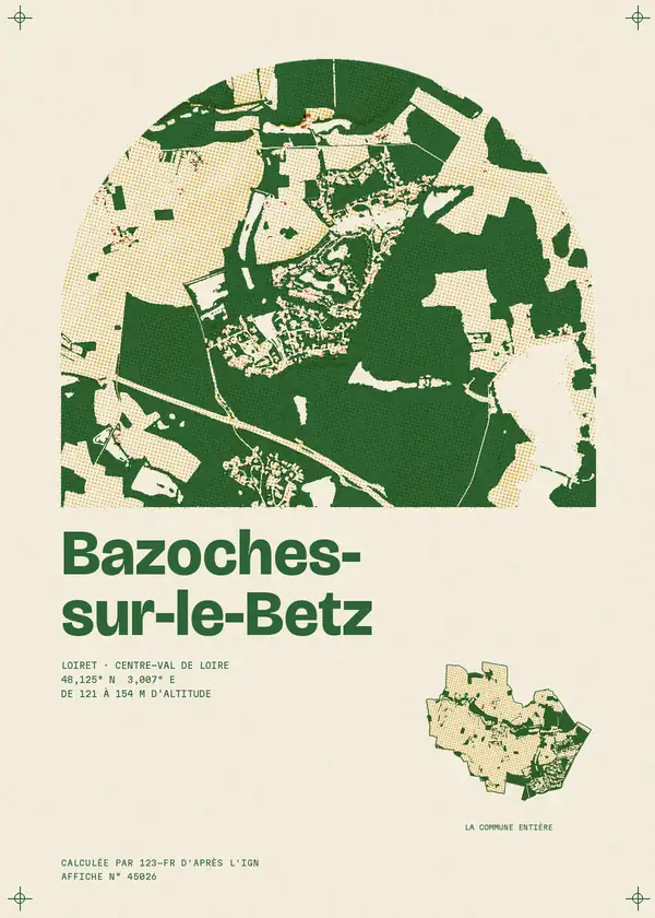 Affiche de Bazoches-sur-le-Betz, calculée par 123-fr d'après l'IGN