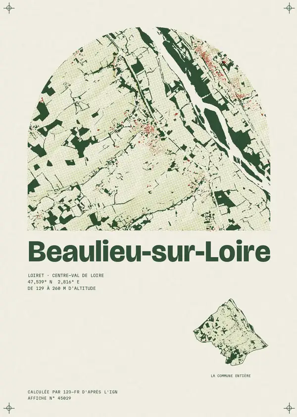Affiche de Beaulieu-sur-Loire, calculée par 123-fr d'après l'IGN